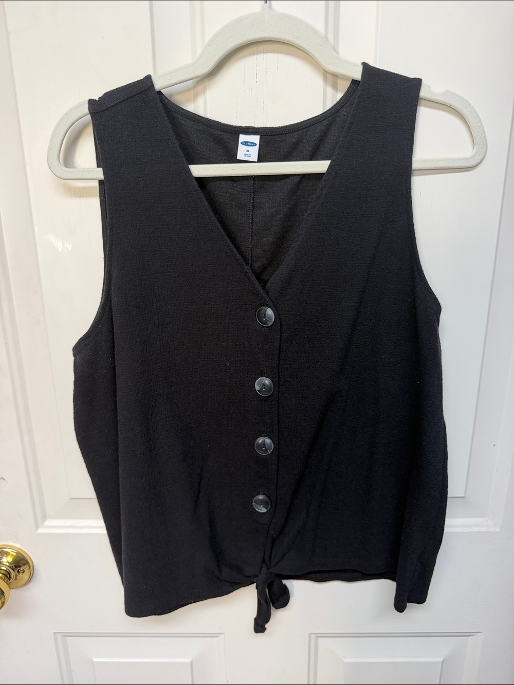 Old Navy Black Button-Front Tie Tank